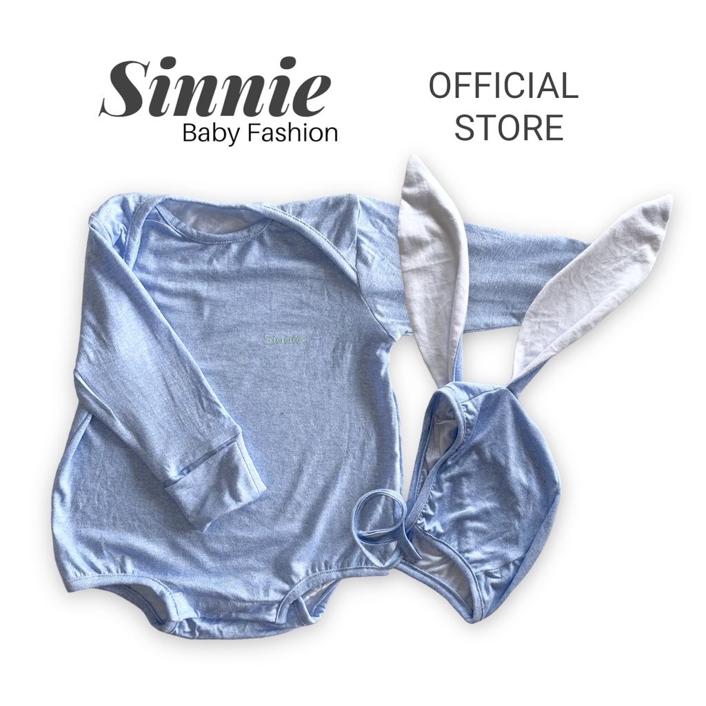 Bộ áo liền quần kèm mũ tai thỏ cho bé trai, bodysuit cho bé, mũ tai thỏ, bao tay tích hợp Sinnie Baby