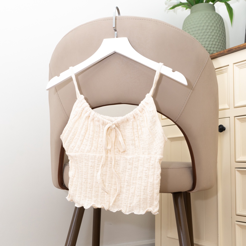 Áo dây croptop thun rút dây thời trang GAGO màu kem GA4159