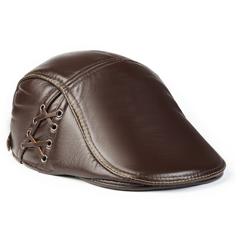Hàng Có Sẵn#Mũ Beret Da Bò Thật Thời Trang Thu Đông Dành Cho Nam Trung Niên 60 Tuổi