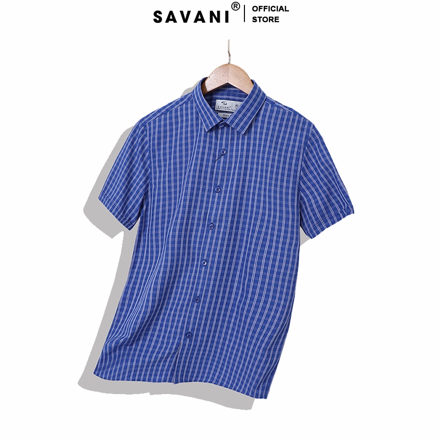 Áo sơ mi nam ngắn tay kẻ sọc SAVANI trẻ trung, lịch lãm, vải sợi Bạc Hà không nhăn, thoáng mát MSS00