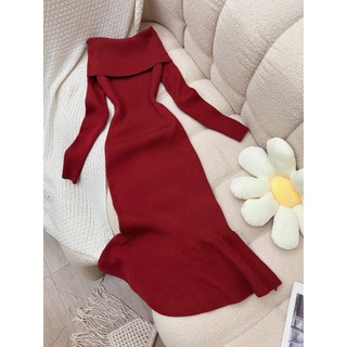[ ẢNH TỰ CHỤP ] ĐẦM TRỄ VAI ĐUÔI CÁ -LEN 60 - anvintageclothes