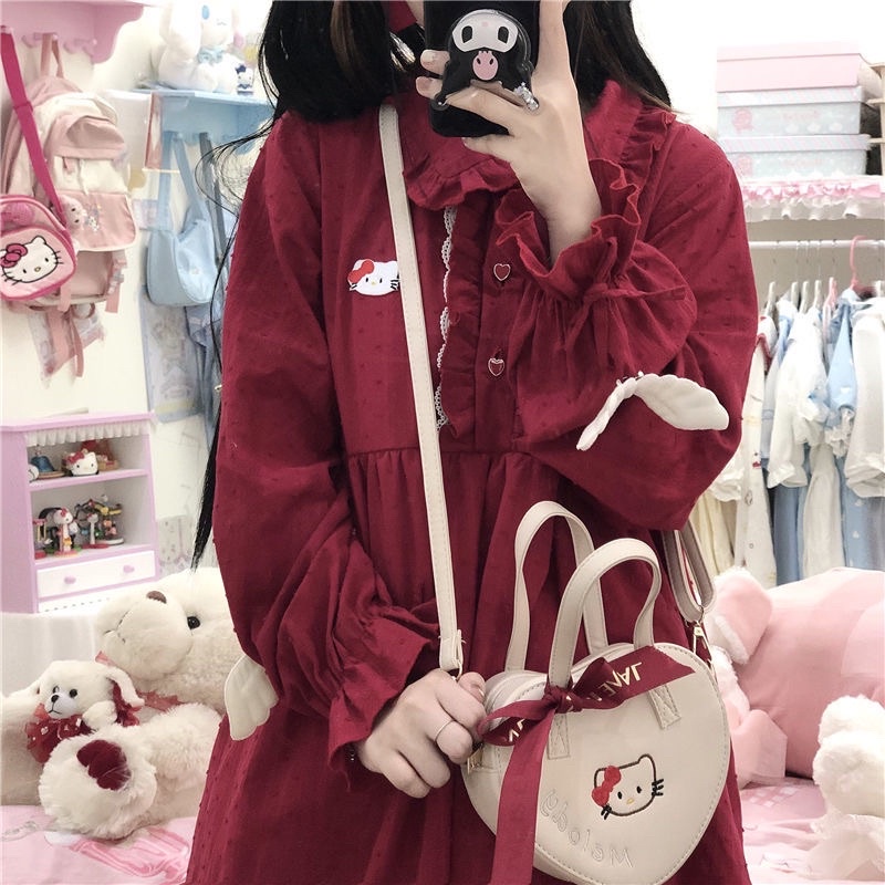 Váy/ Đầm Lolita OP Đỏ Ren  - Kèm ảnh thật, váy đầm công chúa,dự tiệc, tiểu thư, nàng thơ, sang chảnh