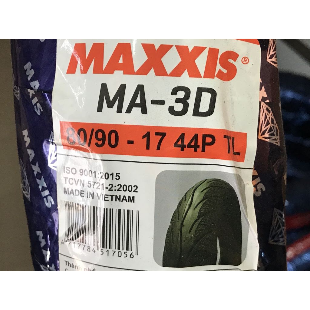 Vỏ không ruột bánh sau Sirius , Wave / Lốp 80/90-17 không săm Maxxis