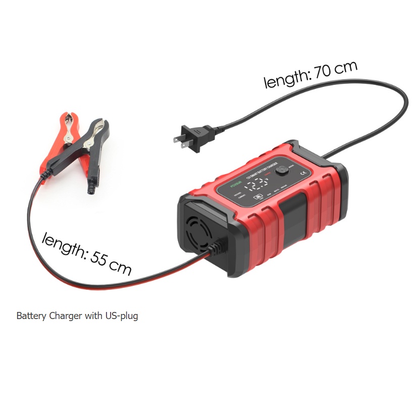 Sạc bình ắc quy sạc ắc quy ô tô xe máy 12V 6A 4AH-120AH FOXSUR màn hình LED mẫu mới tự ngắt khi đầy khử sunfat sac acquy