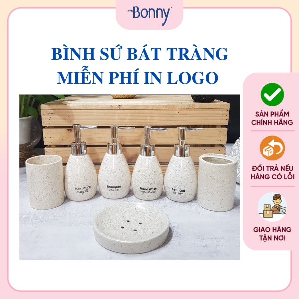 Bình sứ đựng nước rửa tay, lọ sứ đựng dầu gội, sữa tắm gốm sứ Bát Tràng cao cấp, bình dáng xoài cát trắng 200ml