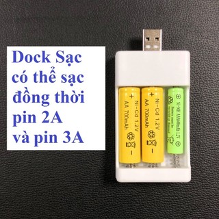 Bộ 4 viên pin sạc aa/aaa 700mah 1.2v + đốc sạc