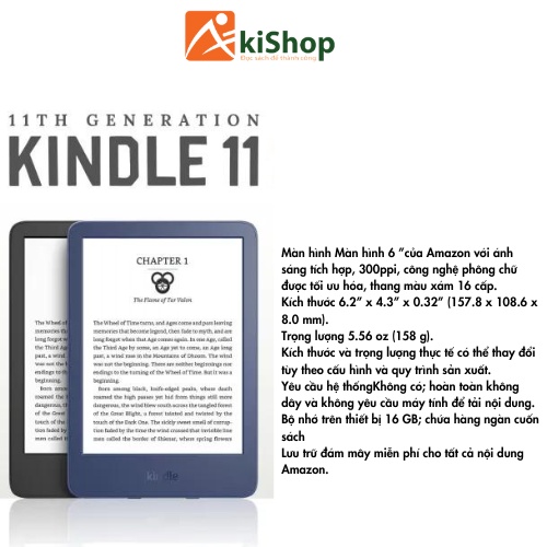 Máy đọc sách New Kindle 2022 16GB chính hãng akishop