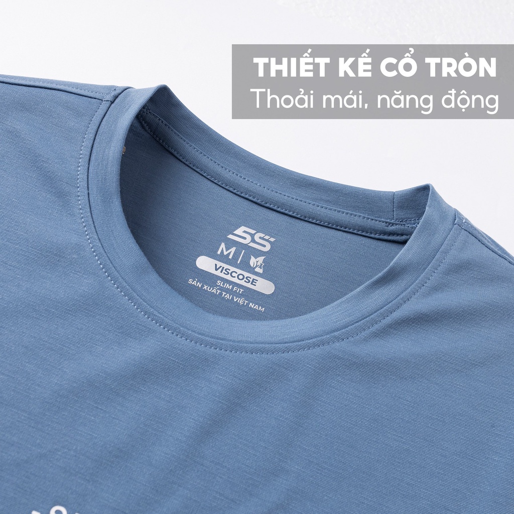 Áo Phông Nam Giữ Nhiệt 5S, Chất Viscose Mềm Mịn, Thiết Kế In Ngực Trẻ Trung (ATO22008)