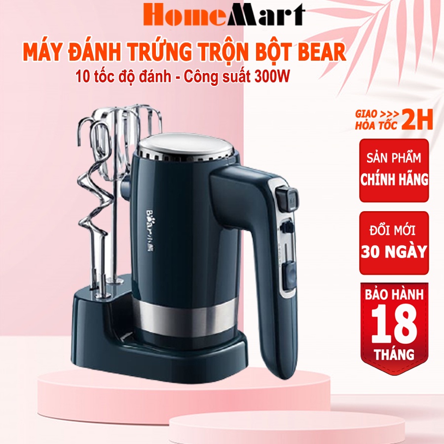 Máy đánh trứng cầm tay Bear, đánh trứng trộn bột 10 tốc độ, CS 300W, HomeMart – Hàng chính hãng BH 6-18 tháng