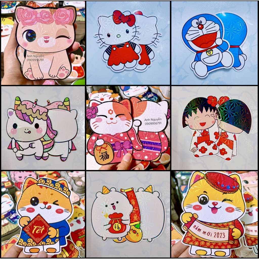 Bao Lì Xì ChiBi Mẫu Mới Hottrend 2023 Giấy Bìa Cứng Bóng
