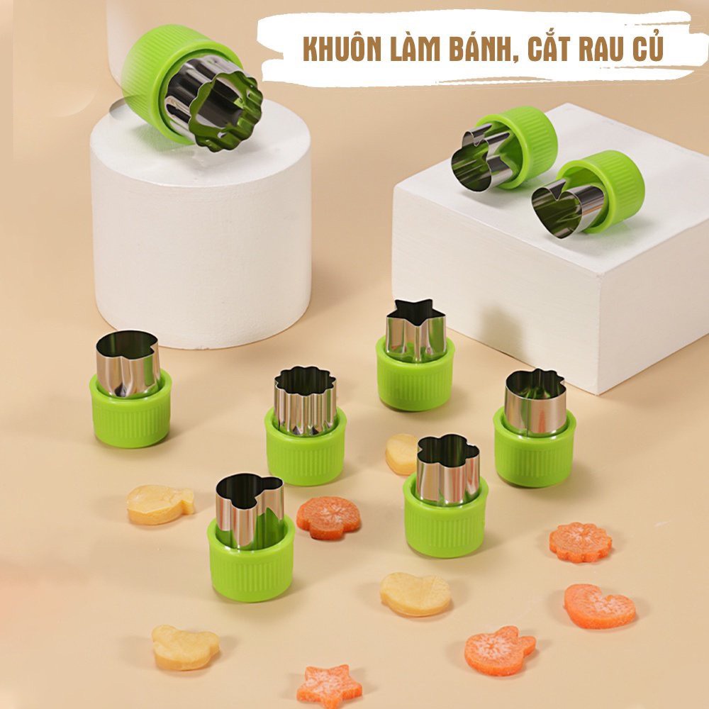 Combo 9 khuôn làm bánh mini cắt củ quả tạo hình thú vị cho bé ăn dặm