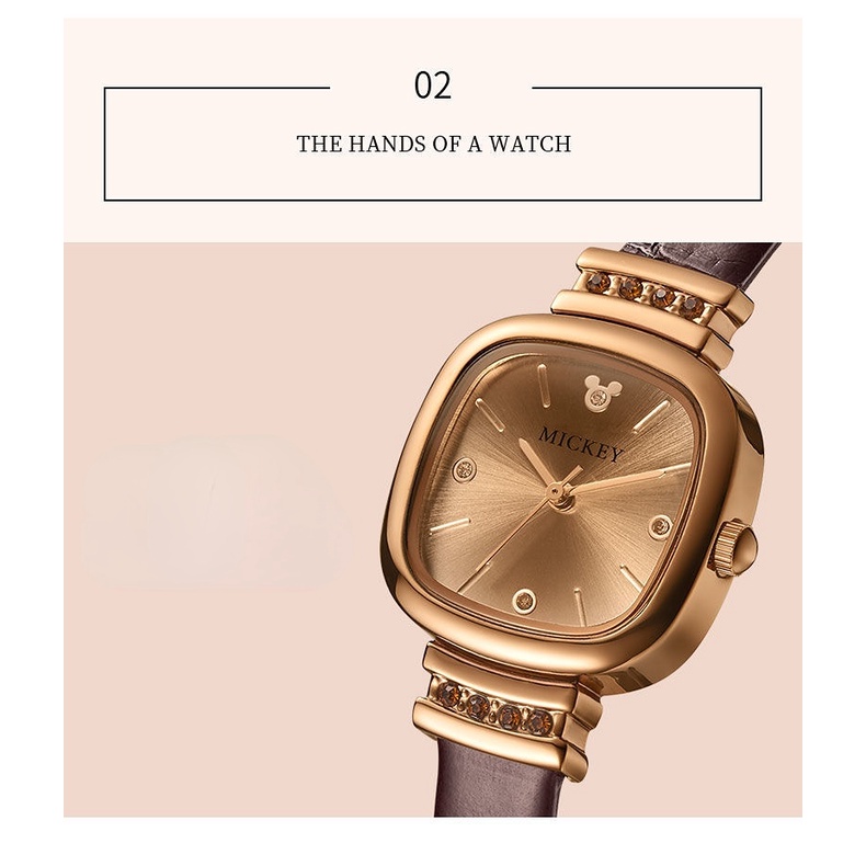 Đồng Hồ Đeo Tay Mặt Vuông In Hình Chuột Mickey Kết Cấu Mặt Trời Disney Dễ Thương Thanh Lịch Làm Quà Tặng Cho Bạn