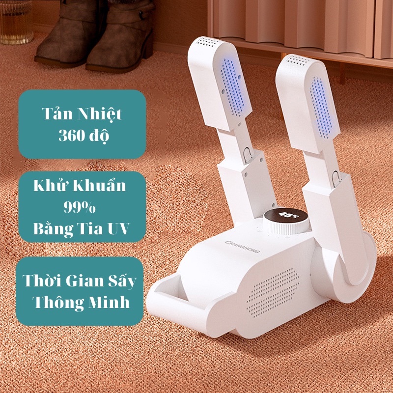 Máy Sấy Giày Đa Năng Làm Khô, Khử Mùi Thông Minh, Tia Cực Tím Khử 99% Vi Khuẩn Siêu Nhanh Khô