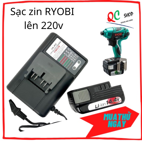 Sạc zin RYOBI lên điện 220v cho pin trượt 14.4v