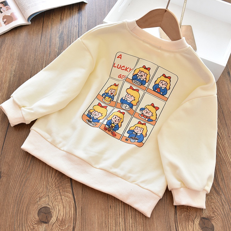 Áo sweater Cổ Tròn Họa Tiết Hoạt Hình Xinh Xắn Theo Phong Cách Xuân Thu Dành Cho Bé