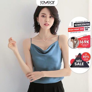 Áo hai dây lụa 92WEAR thiết kế cổ đổ chất lụa satin cao cấp mặc trong vest, blazer AD005