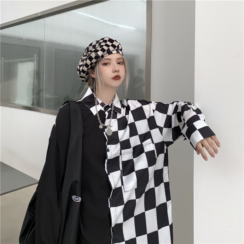 Áo Sơ Mi Nữ Dài Tay Cổ Bẻ Form Rộng Thời Trang Hàn