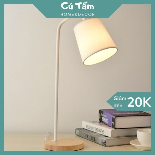 Đèn làm việc, đèn ngủ decor đế gỗ phong cách hiện đại - cutam.homedecor