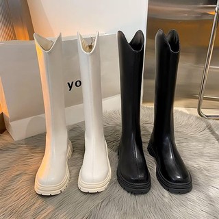 Bốt đùi nữ cổ V da lì đế răng cưa 4 phân khóa kéo sau (form to lên lùi 1 size )