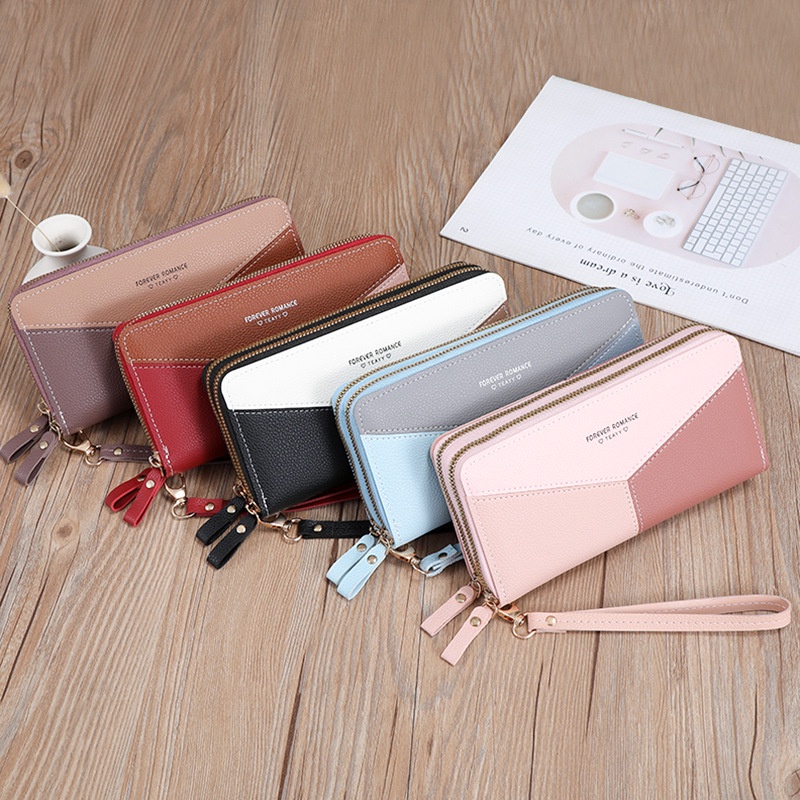 IELGY Ví Dài Ghép Màu Tương Phản Sức Chứa Lớn Cho Nữ