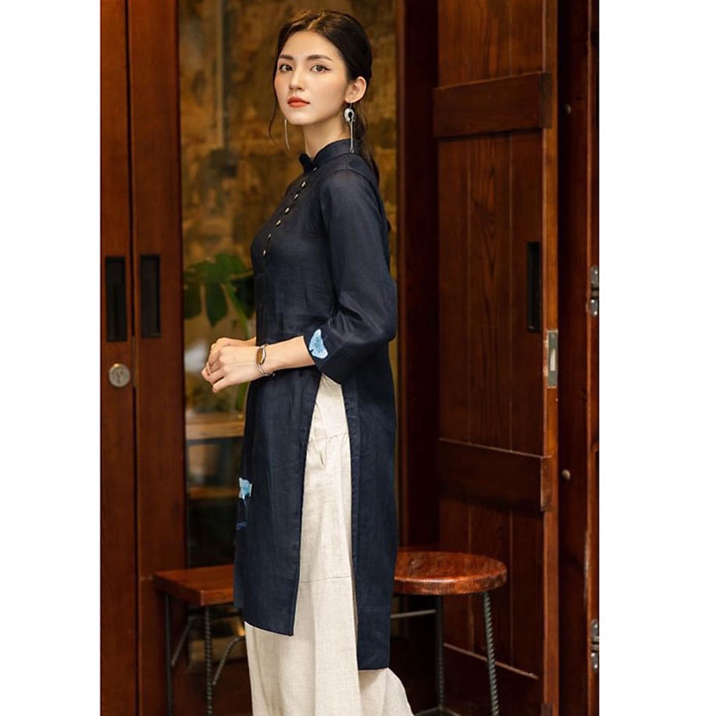 (TỔNG KHO LÂM ANH CHUYÊN SỈ) Áo dài cách tân Linen Premium thêu hoa mặc tết thêm dịu dàng