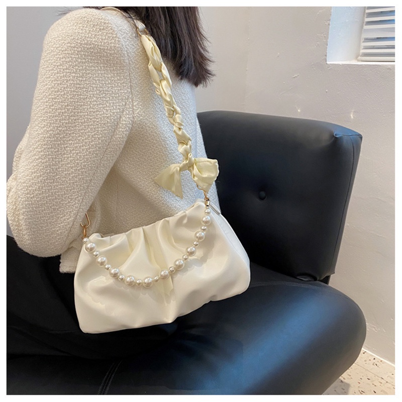 FAWORK Túi Kẹp Nách Nữ Đẹp Quai Tết Phối Dây Ngọc Bánh Bèo Có Dây Đeo Chéo