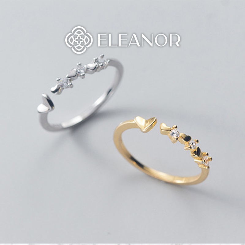 Dây chuyền nhẫn nữ bạc 925 Eleanor Accessories bộ trang sức hình trái tim đính đá phụ kiện trang sức 4965