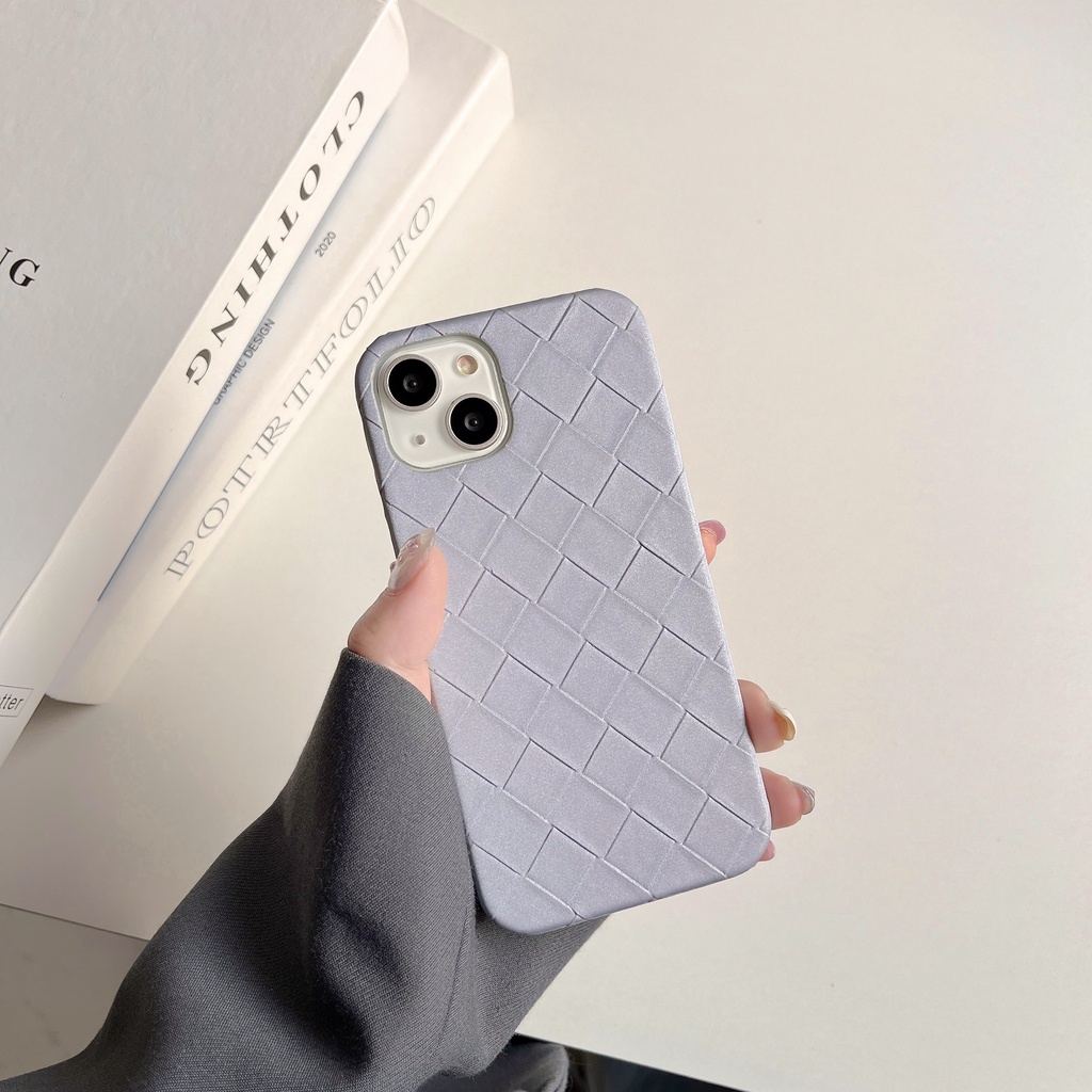 Ốp Điện Thoại Tpu Silicon Mềm Vân Đan Chéo Màu Trơn Chống Sốc Cho iPhone 14 13 12 11 Pro Max Plus