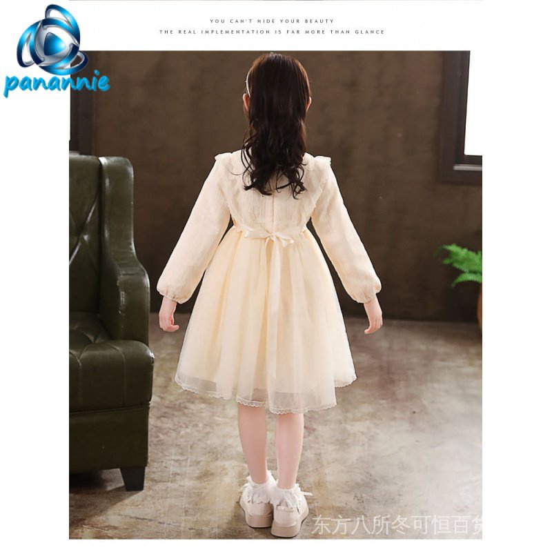 Đầm Công Chúa Dáng Chữ A Bằng Cotton Lông Cừu Phối Ren Thời Trang Thu Đông Cho Bé Gái