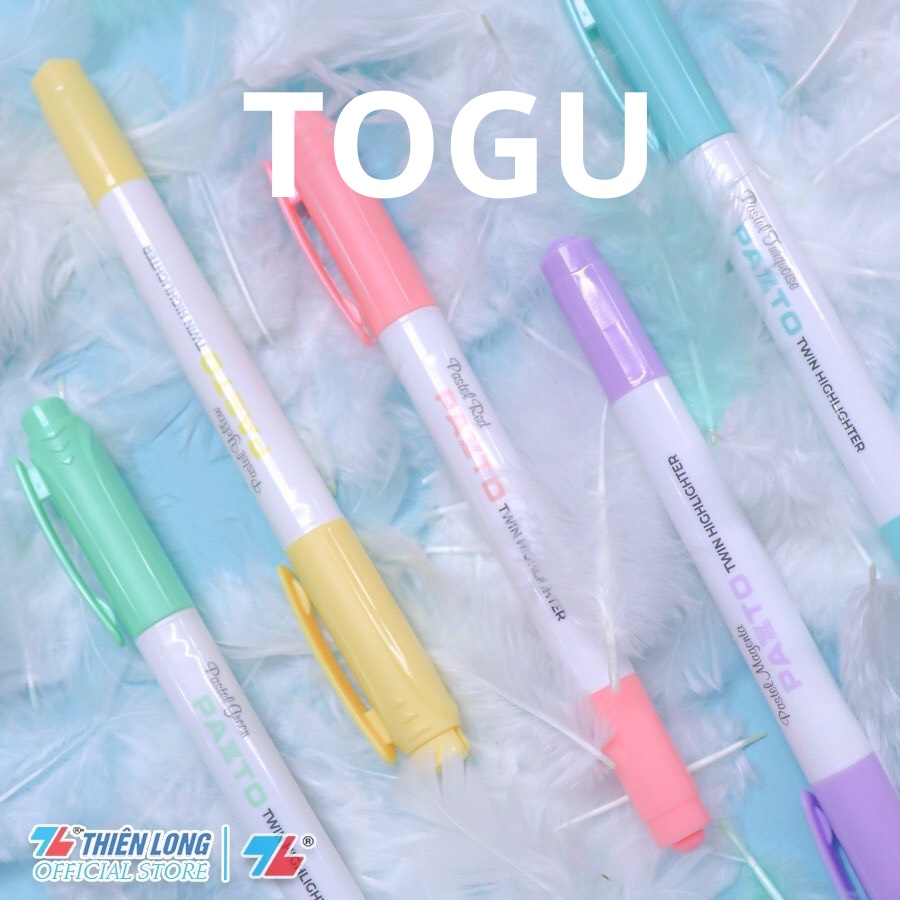 Bút dạ quang màu Pastel Thiên Long Pazto TOGU - Rửa được - Không để lại vết khi Photocopy bút đánh dấu mau kho không lem