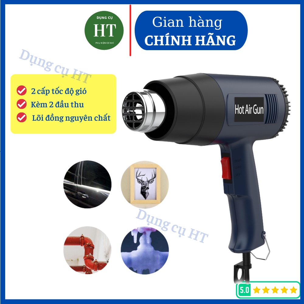 Máy khò nhiệt , máy khò hơi nóng 2000W chính hãng có đầy đủ phụ kiện đầu thu tiện ích
