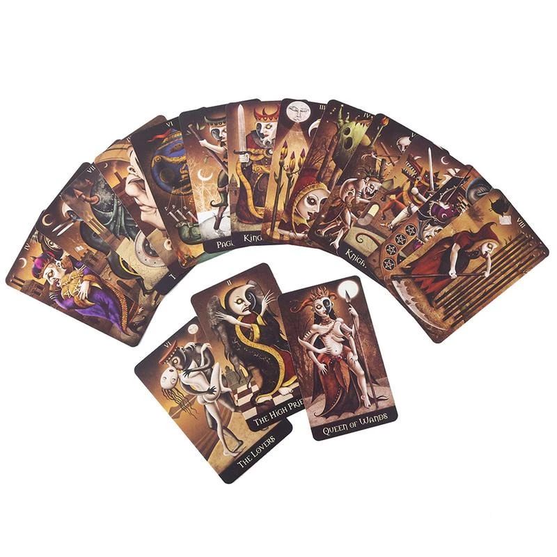 Bộ Bài Deviant-Moon Tarot Thẻ Mạ Màu, Hộp Sắt