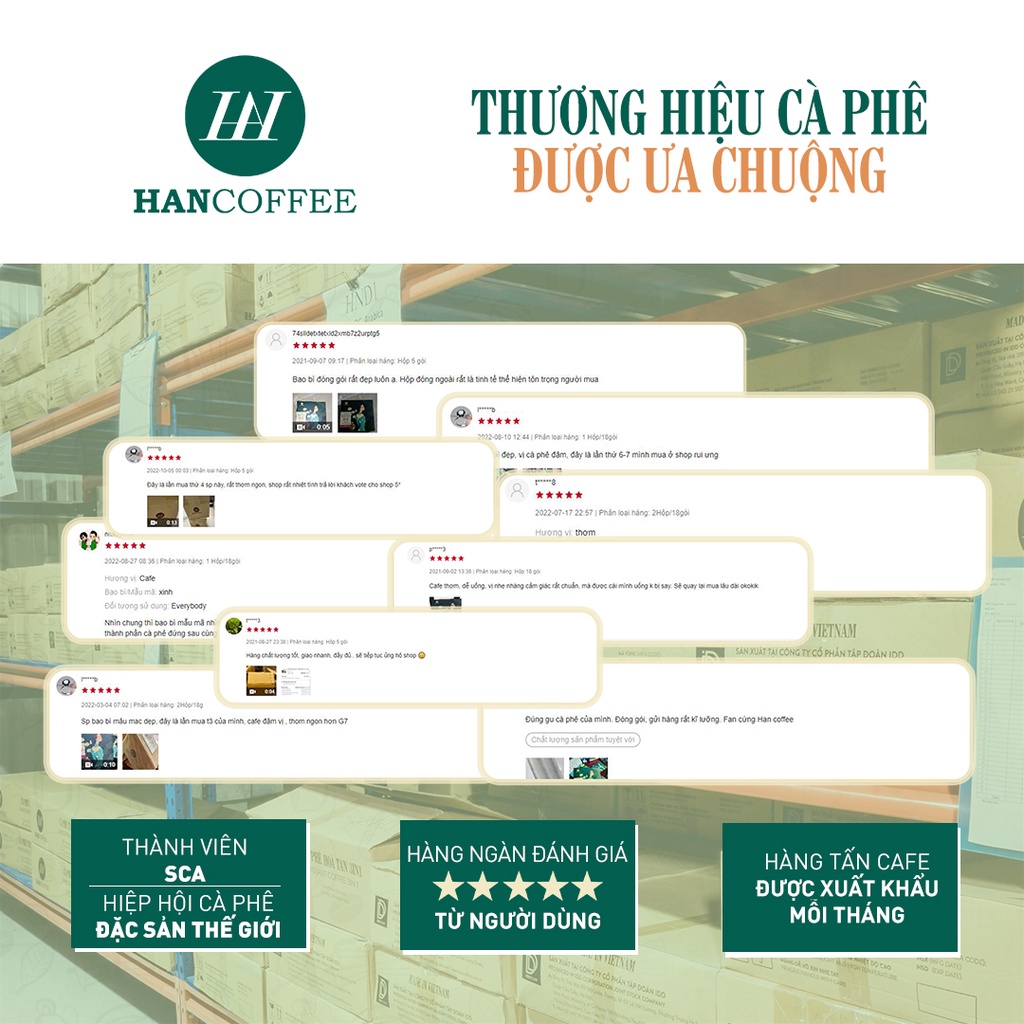 Cà phê phin giấy HANCOFFEE túi lọc nguyên chất tiện lợi Blend đắng nhẹ, ngọt sâu hộp 5/10 gói - HND2(S)