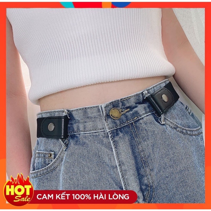 Thắt lưng/ dây lưng dây NỊT THUN móc quần tụt bóp eo co giãn điều chỉnh kích cỡ cúc bấm 2 bên vải thun 221DL008i