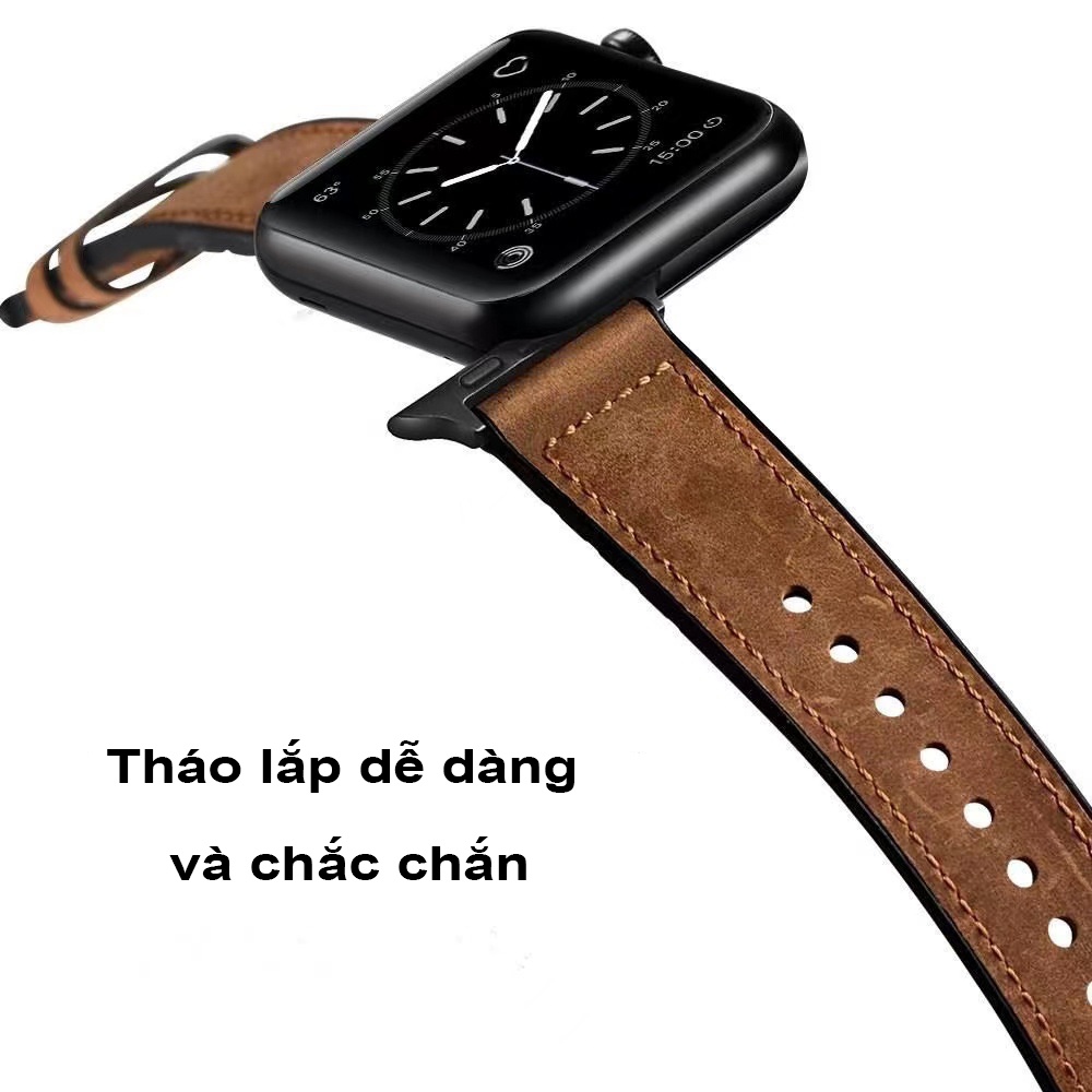 Dây Đeo Da Thật 40/44/38/42mm Dành Cho Đồng Hồ Thông Minh Apple Watch Series 7 6 SE 5 4 3 2 41mm 45mm DHBAP01