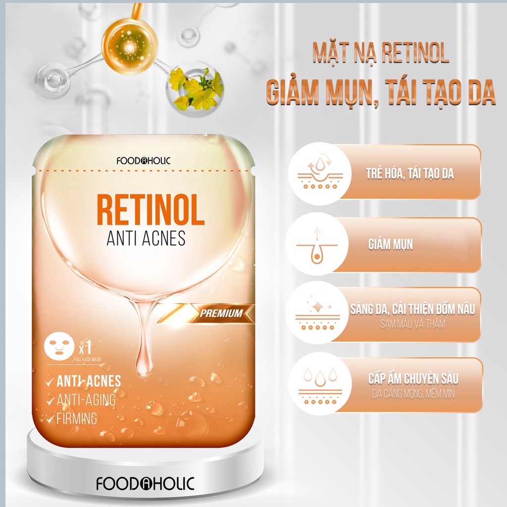 Mặ nạ retinol Foodaholic premium giảm mụn 23ml NPP Tido88