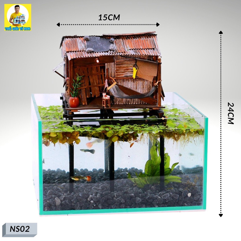 Mô Hình Gỗ Sài Gòn Xưa Tí Hon Ký Ức Tuổi Thơ - Thế Giới Tí Hon - Xóm Nhà Sàn - NS02