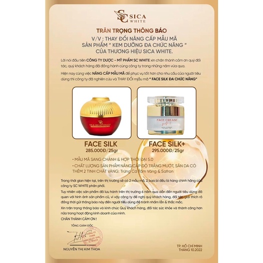 FACE SILK CREAM TRỨNG CÁ TẦM + SAFFARON