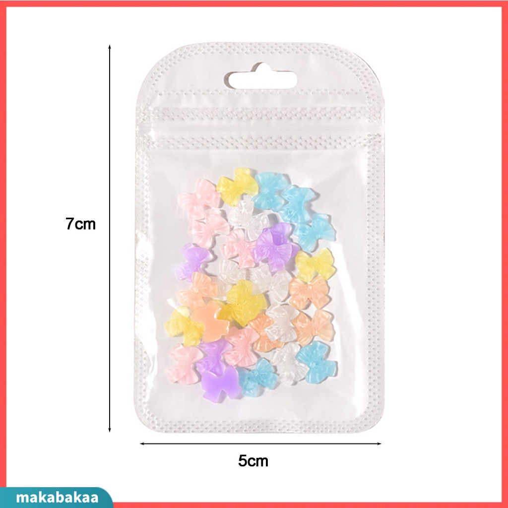 Bộ 30 hạt phụ kiện trang trí móng tay thủ công hình nơ 3d bằng nhựa resin đính đá bắt mắt