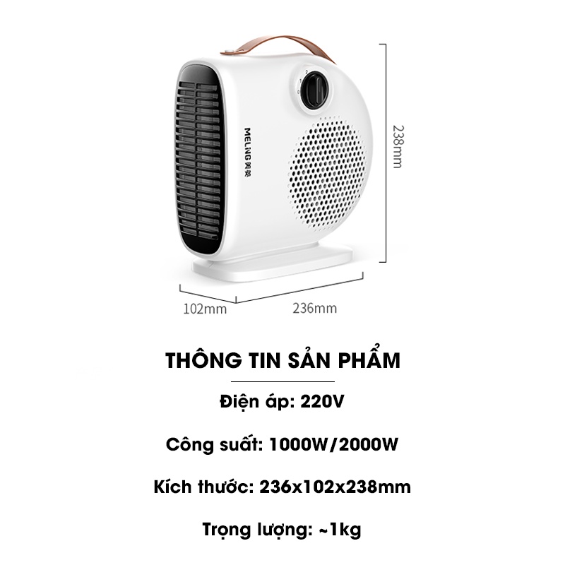 Máy sưởi mini để bàn cao cấp công suất 2000w tiết kiệm điện, Quạt sưởi mini an toàn chống cháy nổ và giảm tiếng ồn