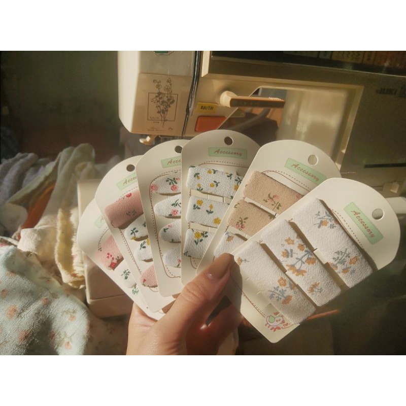Kẹp tóc, kẹp bọc vải hoa nhí vintage cho nữ xinh xắn đáng yêu (giá 1 chiếc)