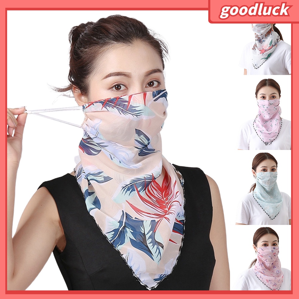 Bộ 2 Khăn Che Mặt Chống Tia UV Thoáng Khí In Họa Tiết Lông Vũ
