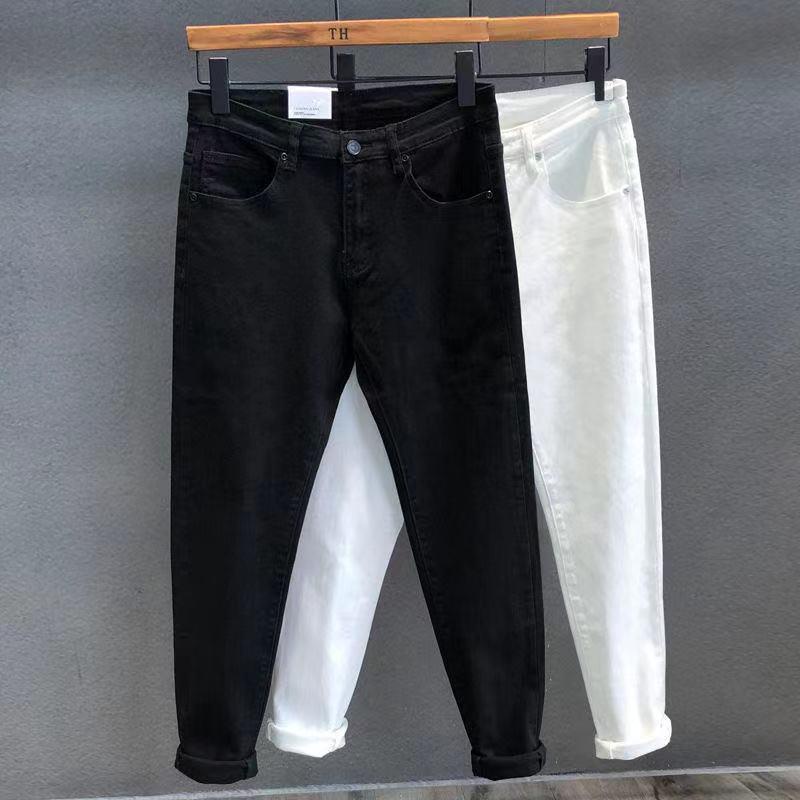 Quần jean seluar nam corakseluar jin lelaki slim fitspring and summer tide thương hiệu quần jean đen nam s quần bút chì mỏng xu hướng k