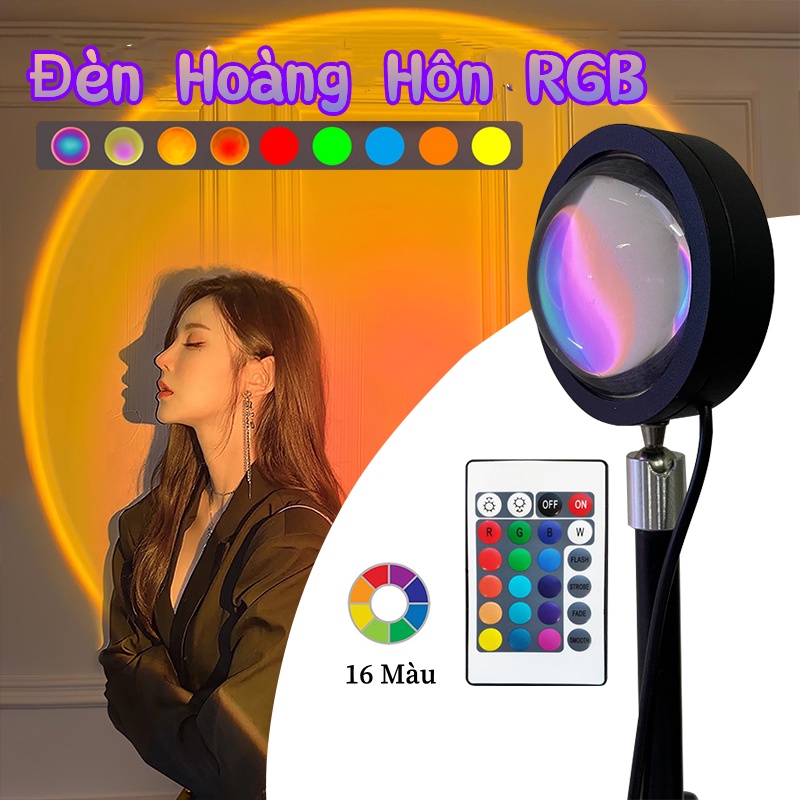 Đèn hoàng hôn 16 màu RGB,bóng led hoàng hôn trang trí chụp ảnh quay video