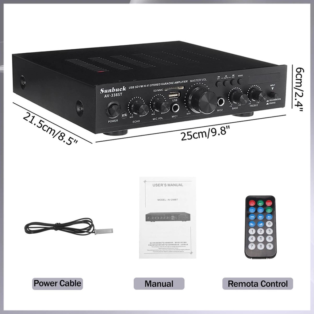 Amply karaoke SUNBUCK AV-338ST - Hàng chính hãng - Công suất cao, HIFI kỹ thuật số âm thanh stereo loa vali 5 kênh
