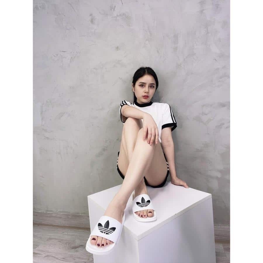 Chính hãng Dép quai ngang Adidas Lite Navy / Trắng / Đen