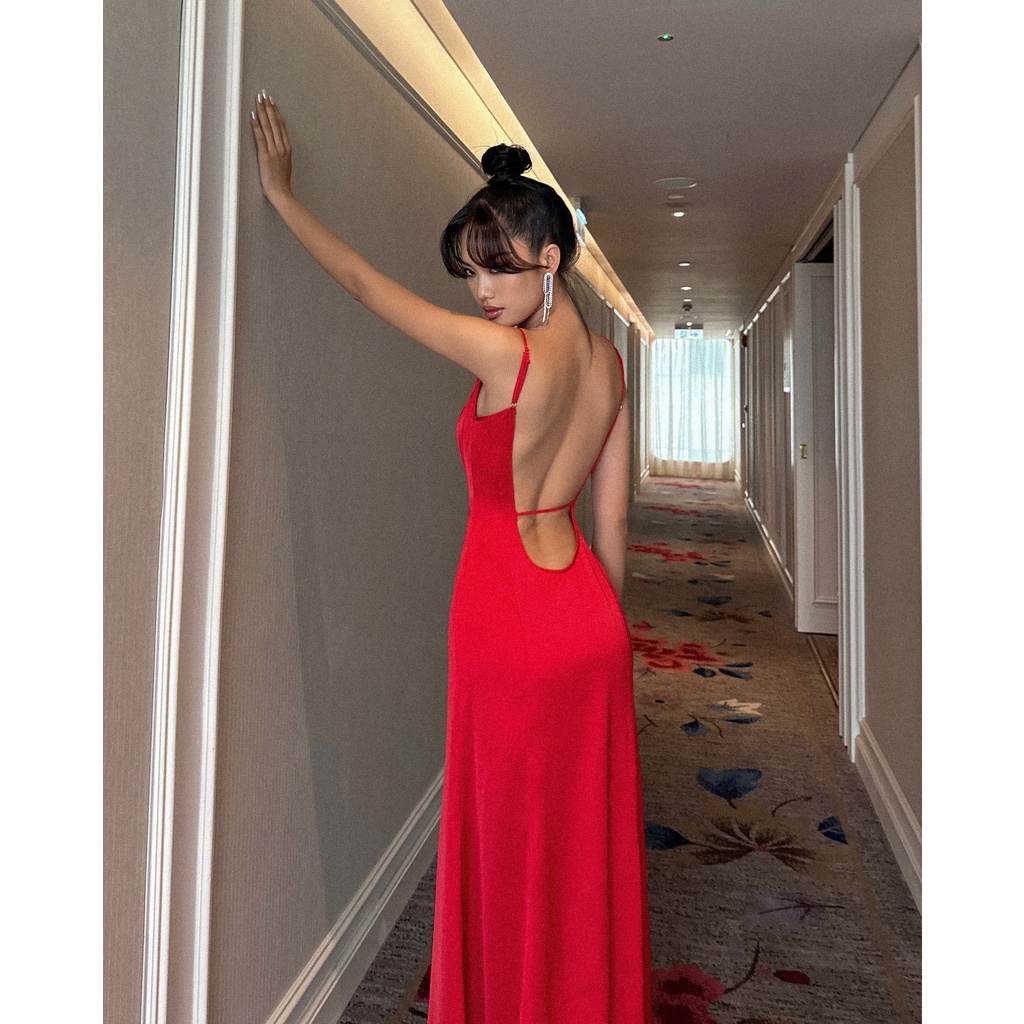 Touch of silk Dress - Váy lụa maxi hai dây khoét lưng sang trọng - THIẾT KẾ BỞI IAMCOCO.OFFICIAL