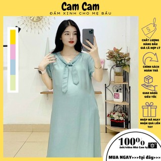 Đầm bầu công sở chất lụa thoáng mát siêu xinh kết hợp Nơ siêu xinh