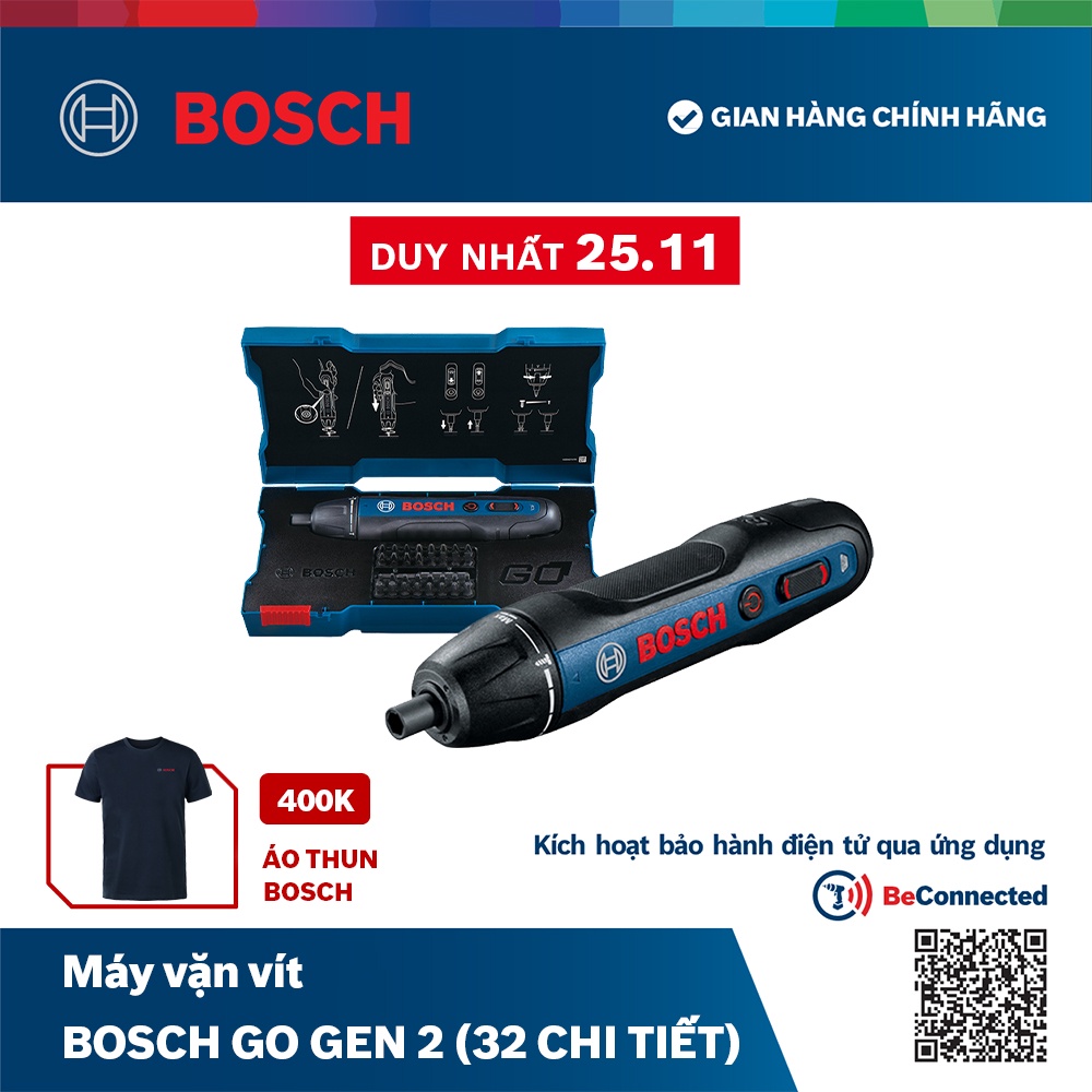 Máy vặn vít dùng pin Bosch GO GEN 2 (32 mũi vít)