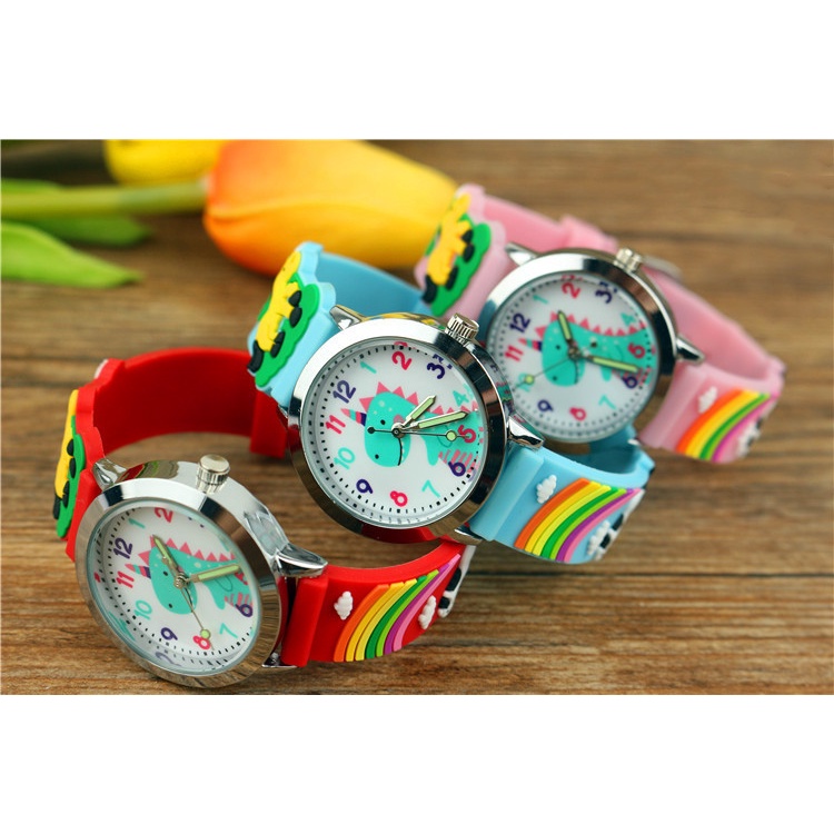Đồng Hồ Đeo Tay Dây Silicone Hình Khủng Long / Kỳ Lân Nhiều Màu Đáng Yêu Cho Bé